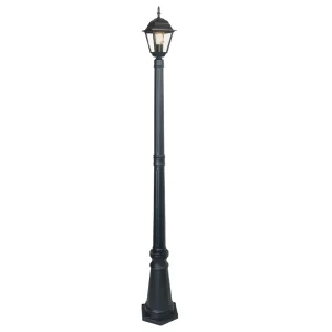 lampadaire avec lanterne noire à quatre faces, 190 cm