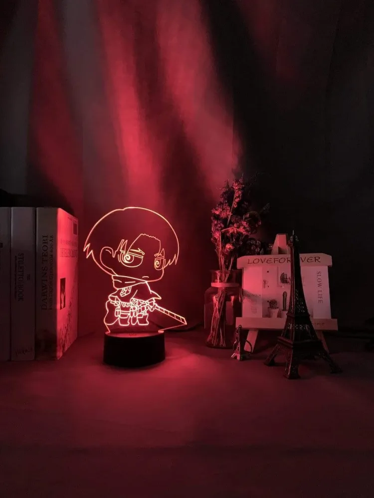 Lampe Attaque des titans Attack on Titan Levi Ackerman Chibi Lampe led 3D Décor