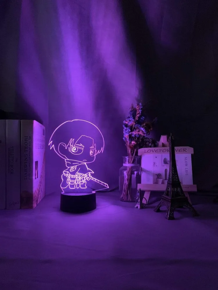Lampe Attaque des titans Attack on Titan Levi Ackerman Chibi Lampe led 3D Décor