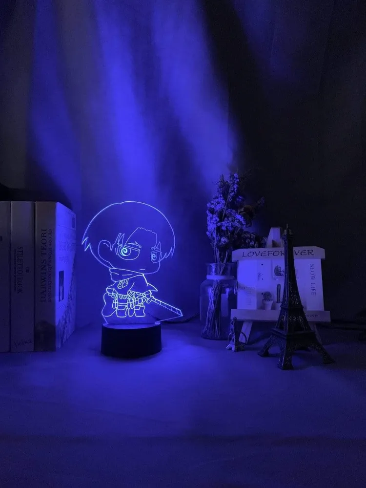 Lampe Attaque des titans Attack on Titan Levi Ackerman Chibi Lampe led 3D Décor