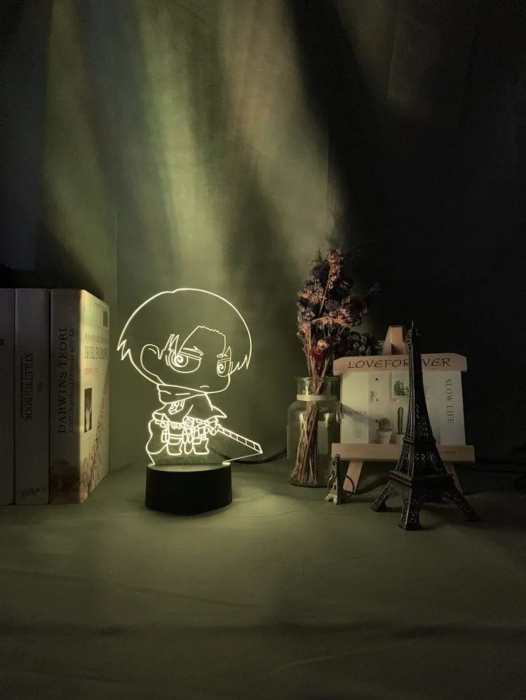 Lampe Attaque des titans Attack on Titan Levi Ackerman Chibi Lampe led 3D Décor