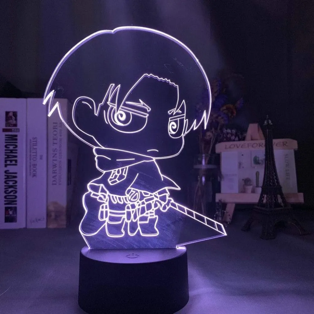 Lampe Attaque des titans Attack on Titan Levi Ackerman Chibi Lampe led 3D Décor