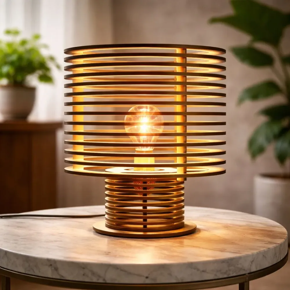 Lampe En Bois Cylindrique