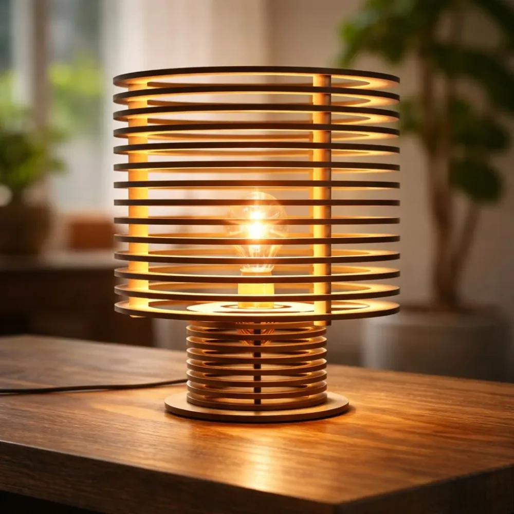Lampe En Bois Cylindrique