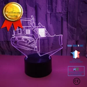 TD® Lampe 3D Bulldozer Petite lampe de table 3D tactile colorée