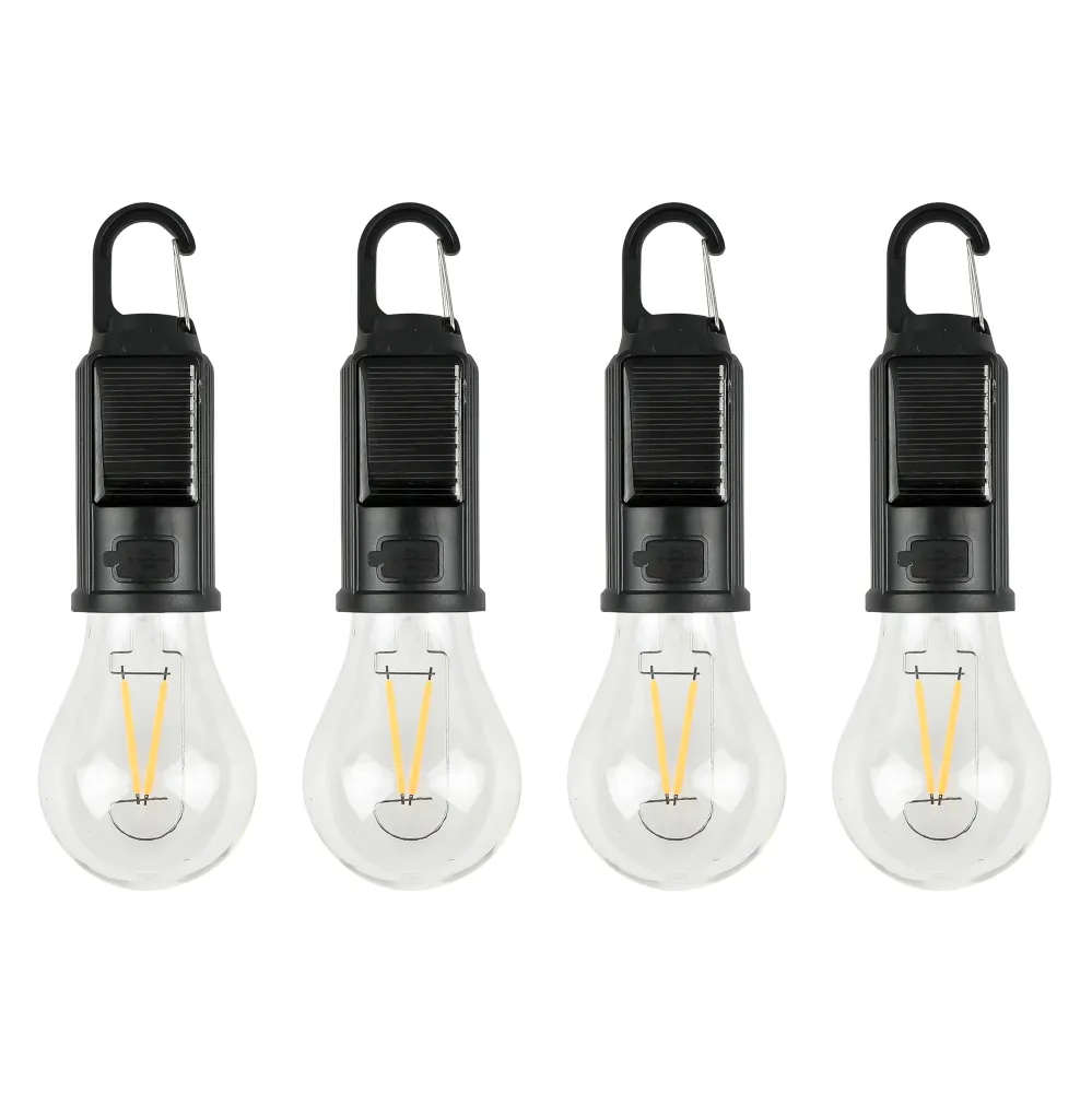 Lampe de camping avec mousqueton solaire 4 pcs