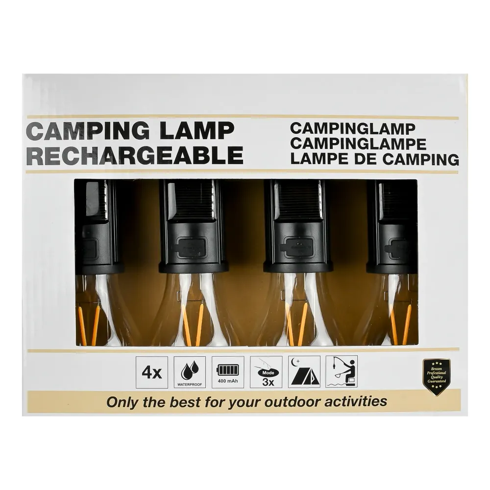 Lampe de camping avec mousqueton solaire 4 pcs