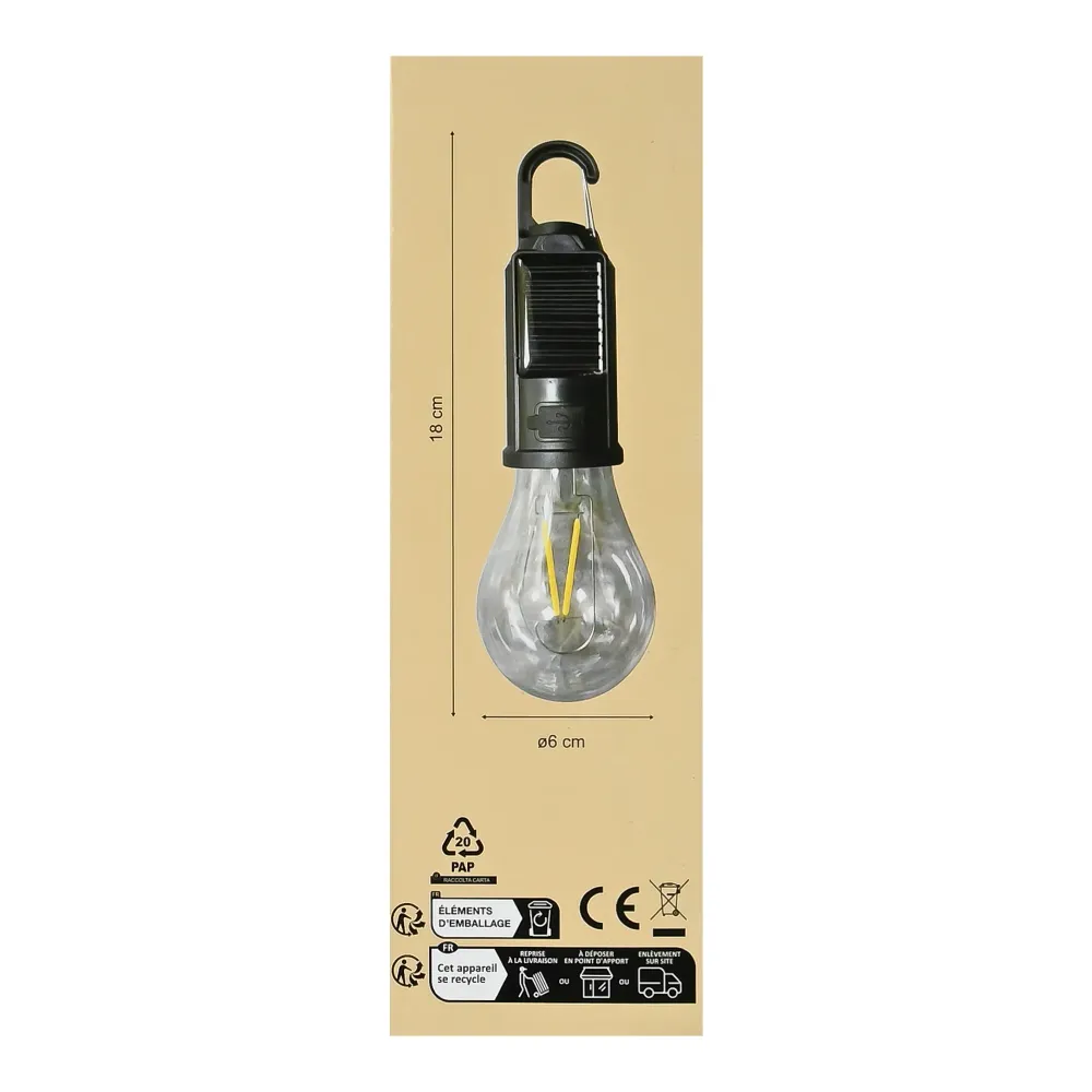 Lampe de camping avec mousqueton solaire 4 pcs