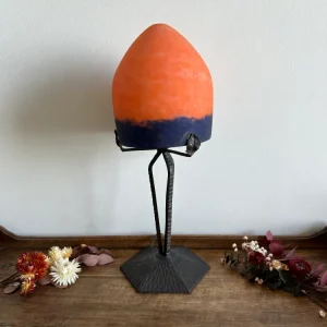 Lampe champignon en verre fumé orangé années 50