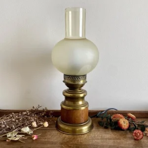 Lampe de chevet bois et laiton