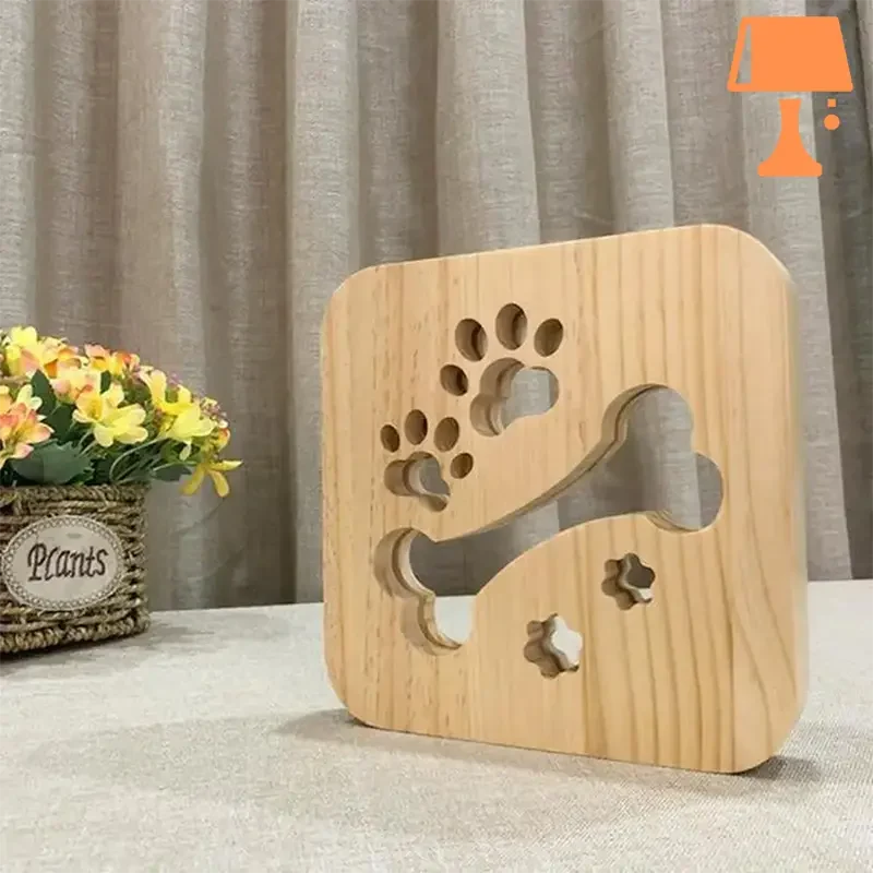 Lampe de Chevet Bois Veilleuse Os de Chien