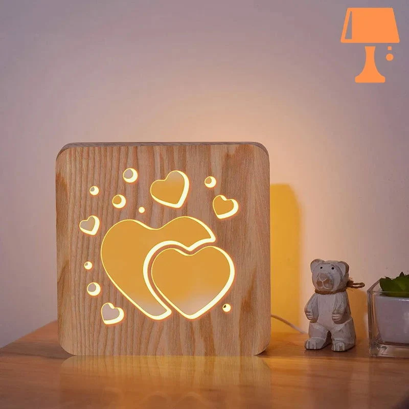 Lampe de Chevet Coeur de Bois