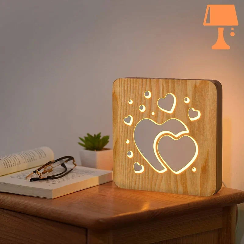 Lampe de Chevet Coeur de Bois
