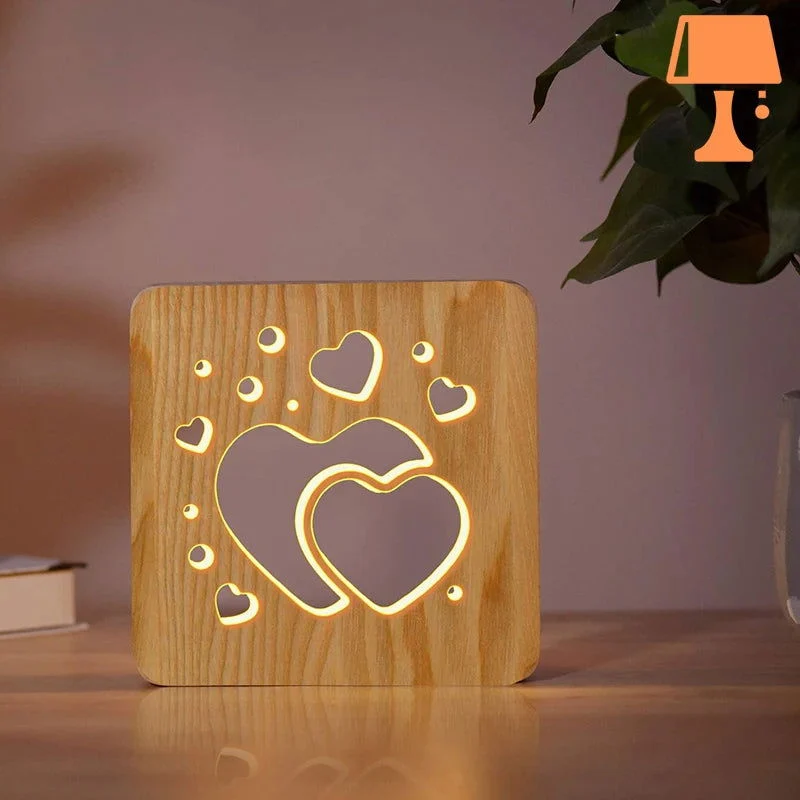 Lampe de Chevet Coeur de Bois