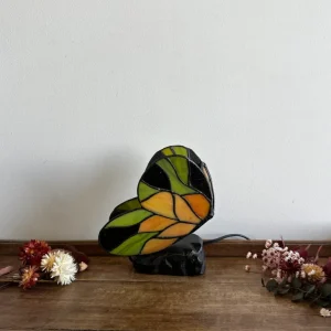 Lampe de chevet papillon en pâte de verre