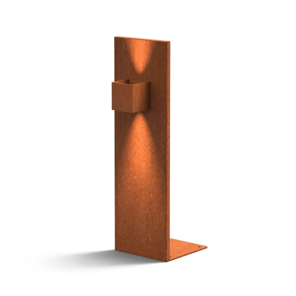 Lampe d'extérieur sur pied en acier Corten Cuber 2x25x80cm (LxPxH)