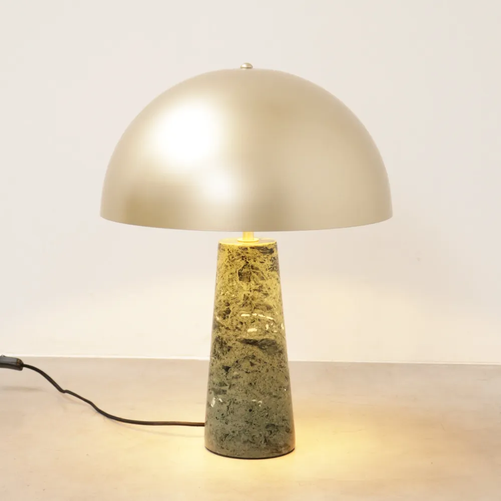Lampe Dorée à Base en Marbre - Merit - Marbre Vert/Or