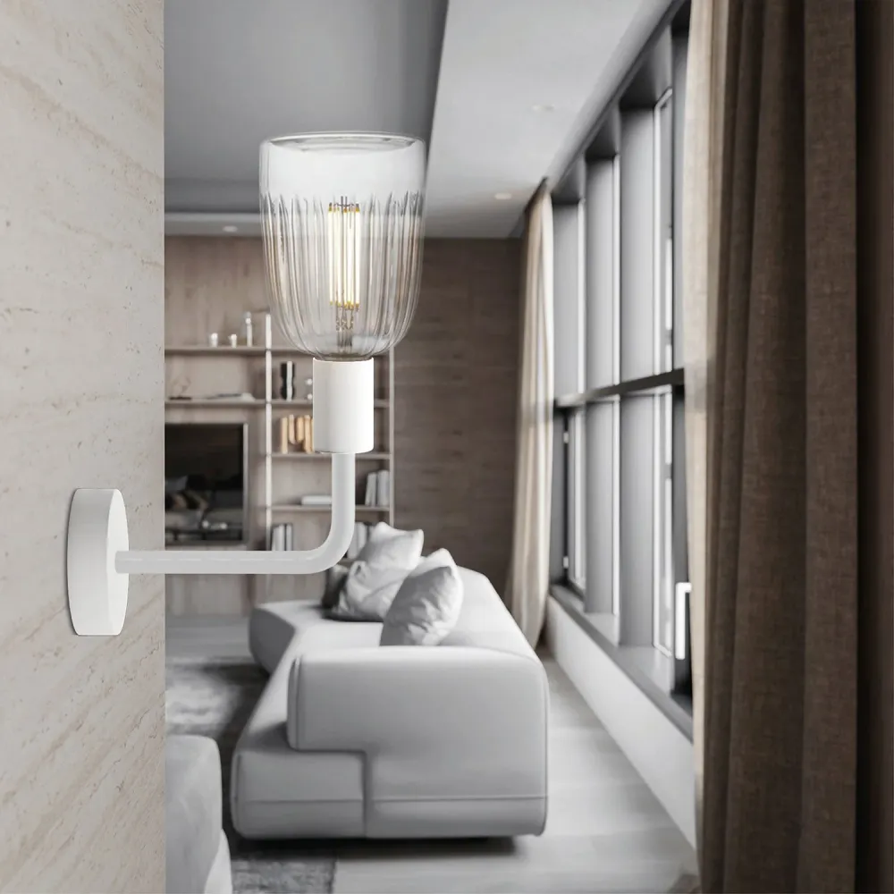 Lampe Fermaluce Elle en métal avec ampoule Crystal - Blanc mat