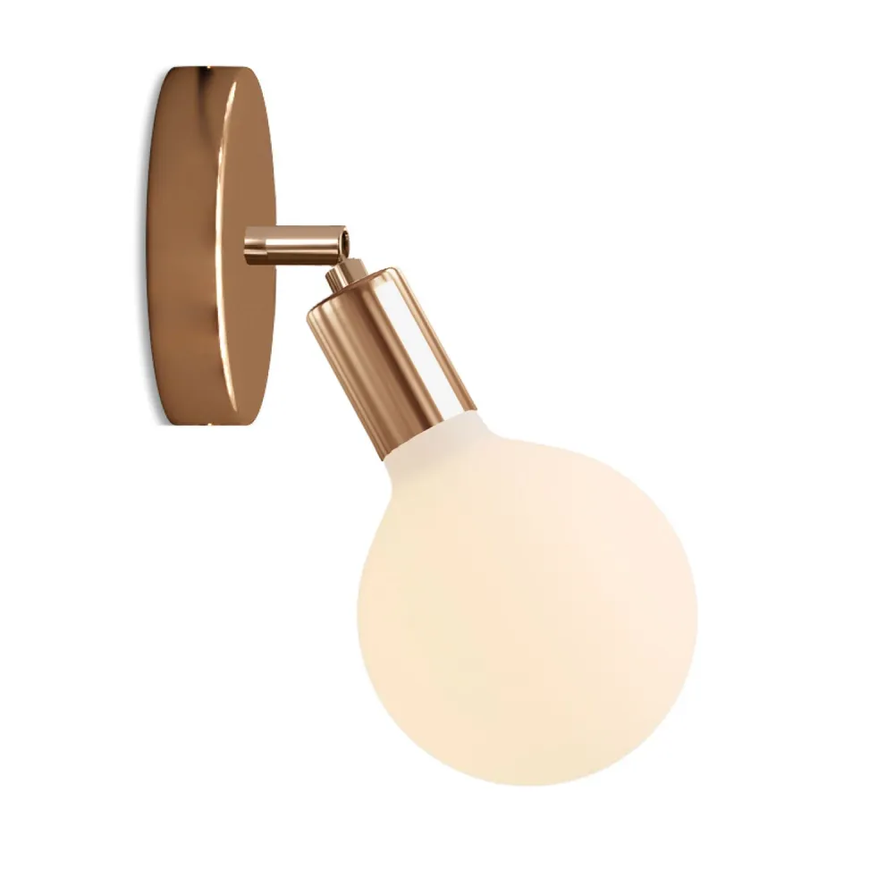 Lampe Fermaluce Snodo en métal avec ampoule Globe Porcelaine - Cuivre
