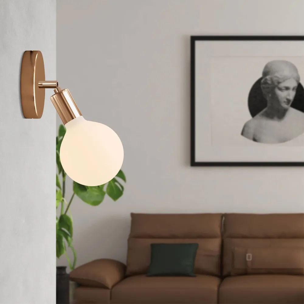 Lampe Fermaluce Snodo en métal avec ampoule Globe Porcelaine - Cuivre