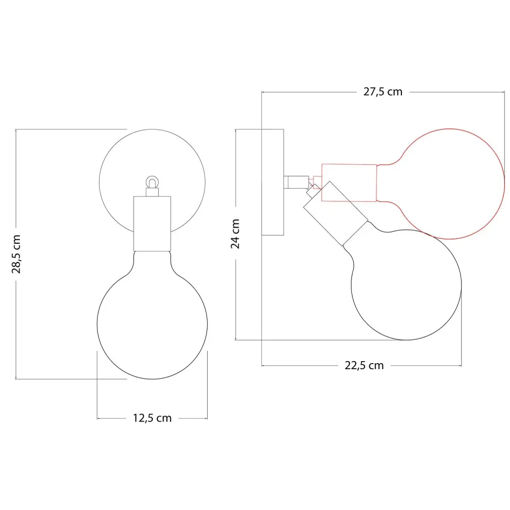 Lampe Fermaluce Snodo en métal avec ampoule Globe Porcelaine - Cuivre