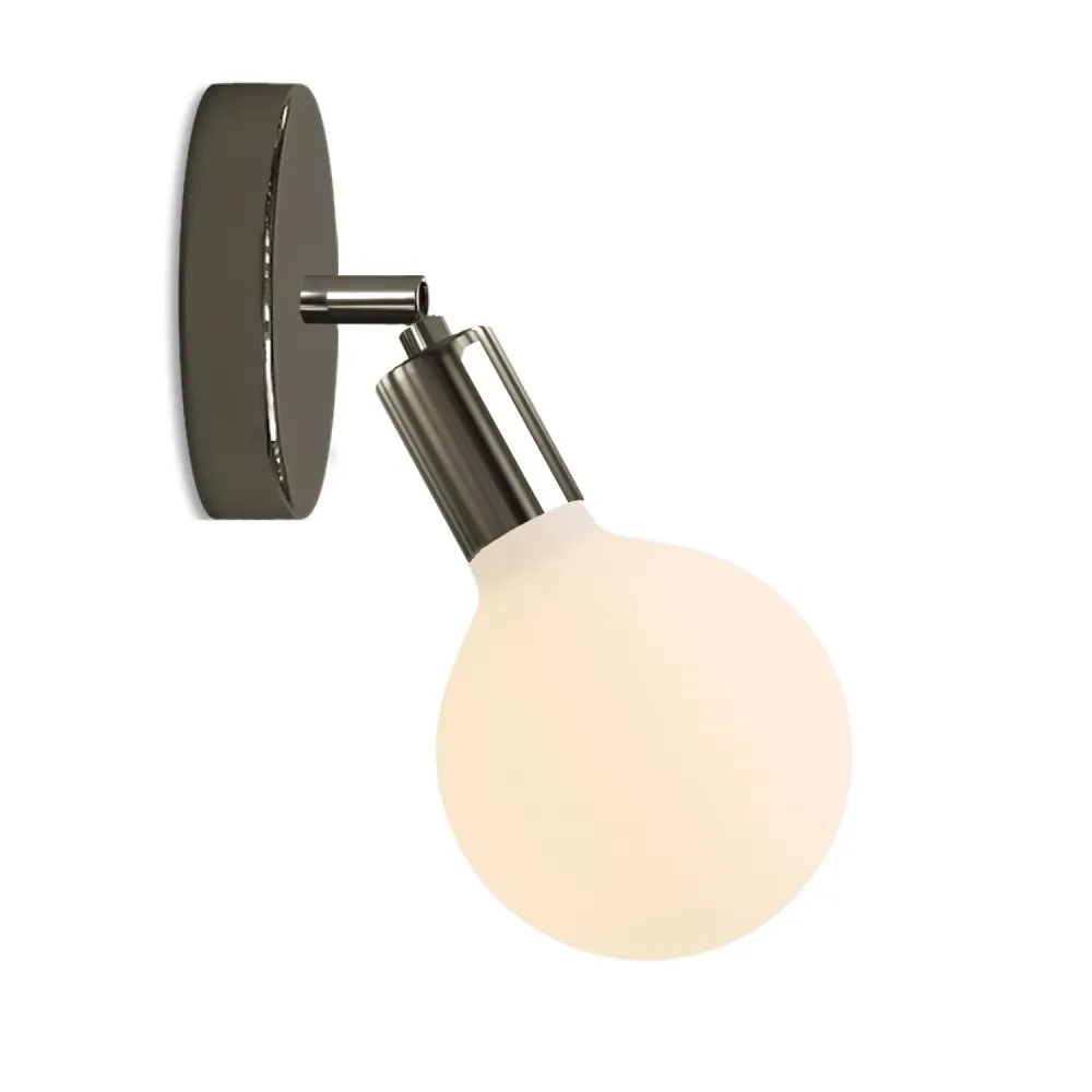 Lampe Fermaluce Snodo en métal avec ampoule Globe Porcelaine - Noir perle