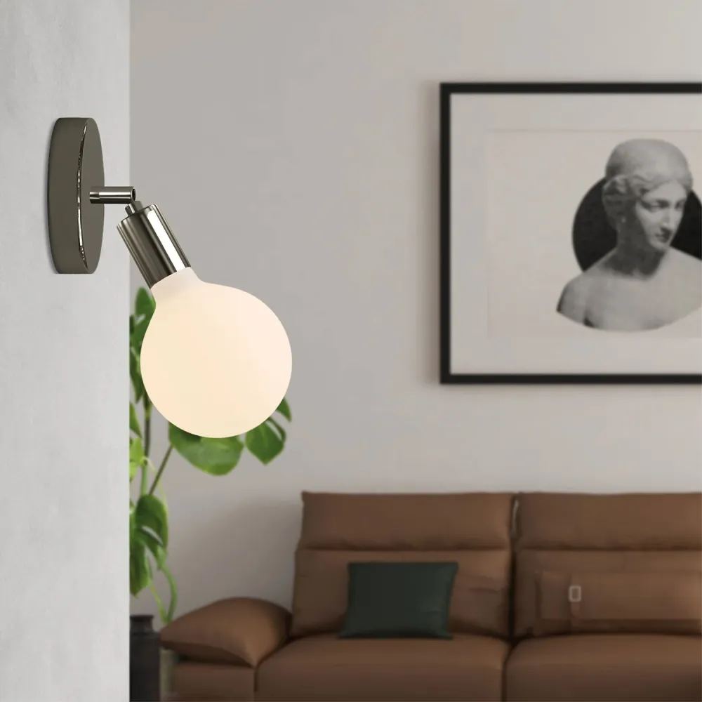 Lampe Fermaluce Snodo en métal avec ampoule Globe Porcelaine - Noir perle