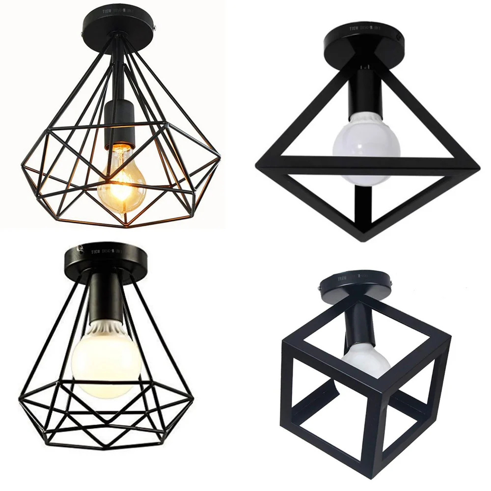 TD® Lampe industriel en forme de diamant bureau chambre lecture plafond créative en fer forgé restaurant allée magasin caf...