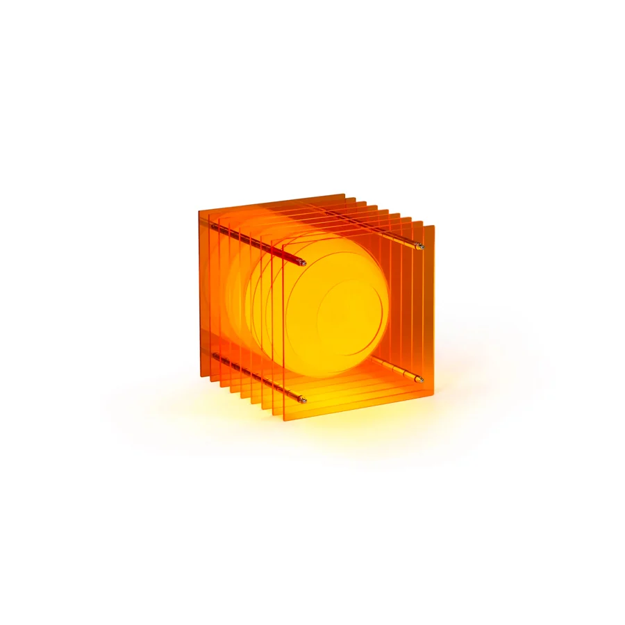 Lampe Lop Petit carré en acrylique orange