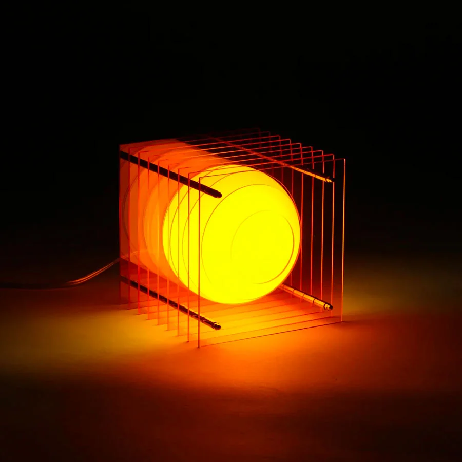 Lampe Lop Petit carré en acrylique orange