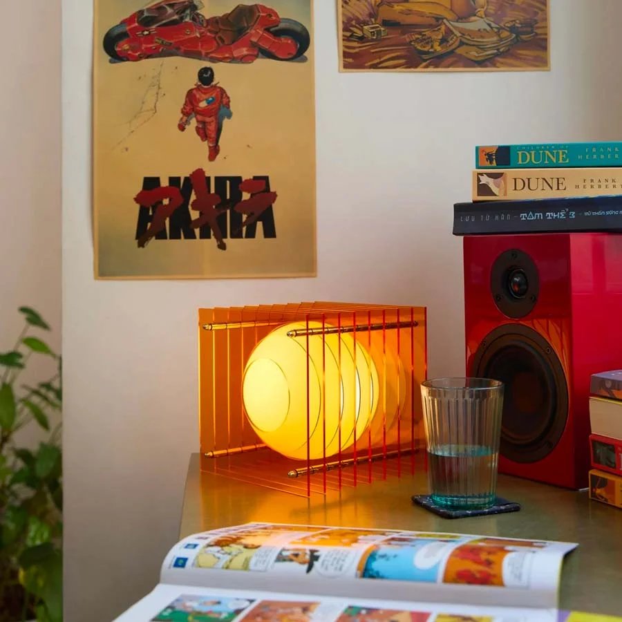 Lampe Lop Petit carré en acrylique orange