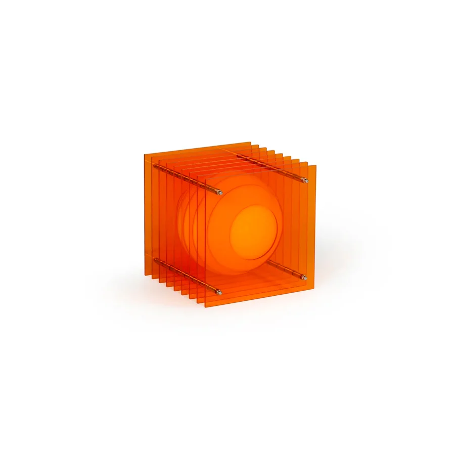 Lampe Lop Petit carré en acrylique orange