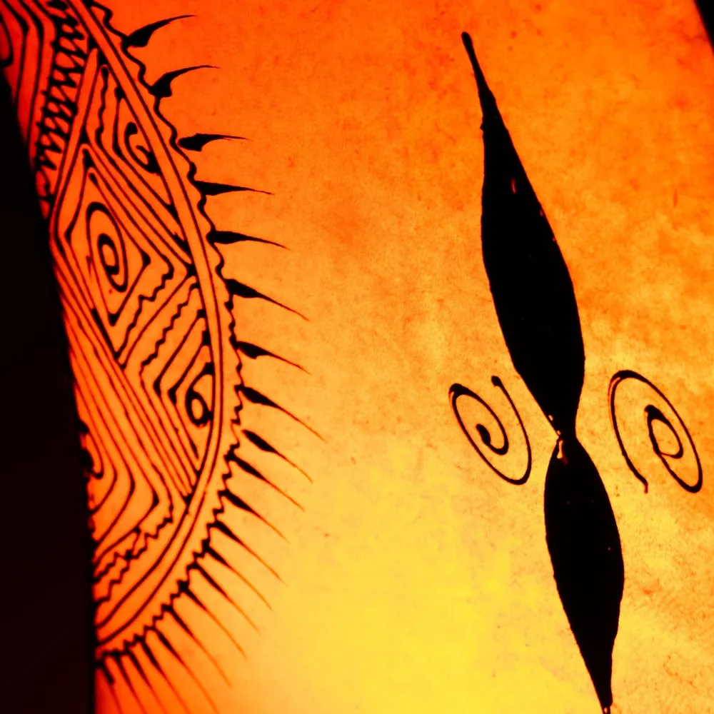 Lampe marocaine henné et cuir 150cm rouge