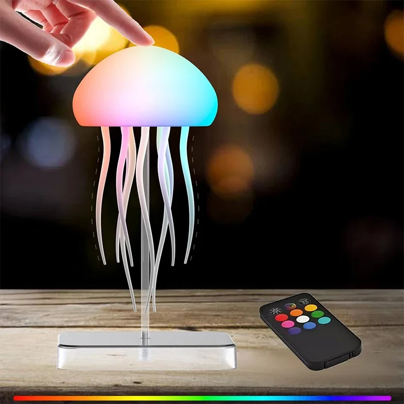 Lampe Méduse Joyeuse | Dégradé RVB, Rechargeable par USB