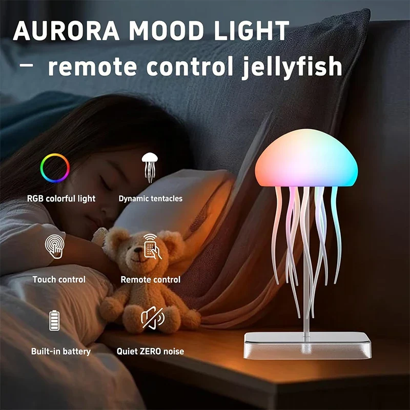 Lampe Méduse Joyeuse | Dégradé RVB, Rechargeable par USB