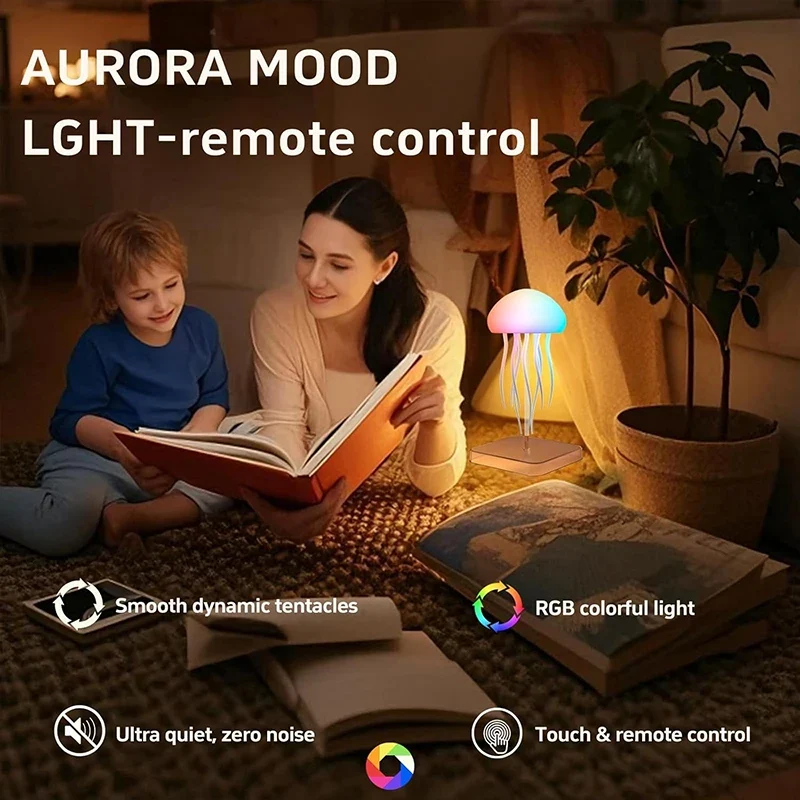 Lampe Méduse Joyeuse | Dégradé RVB, Rechargeable par USB