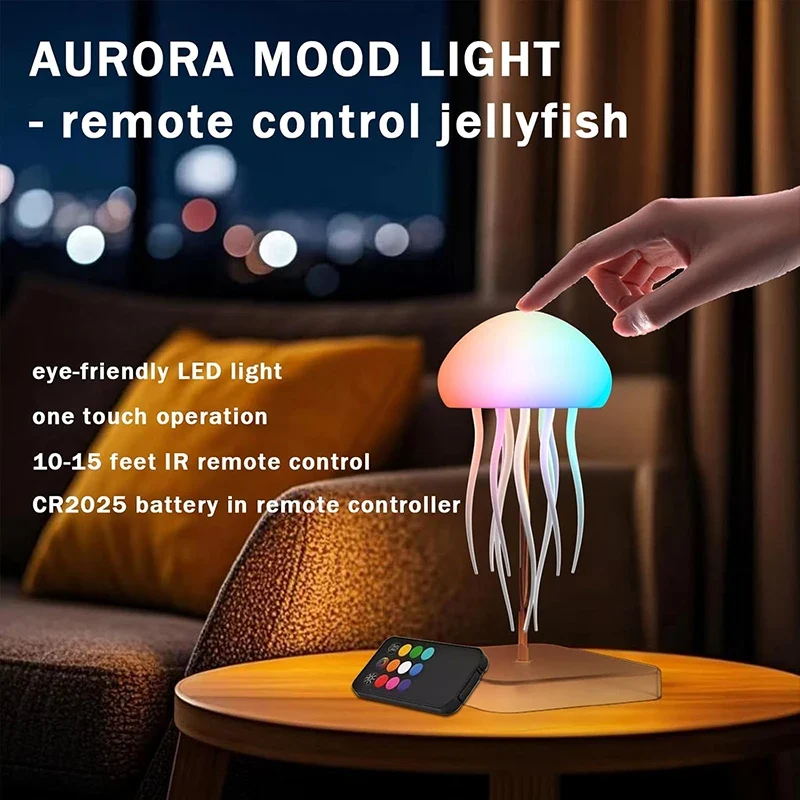 Lampe Méduse Joyeuse | Dégradé RVB, Rechargeable par USB