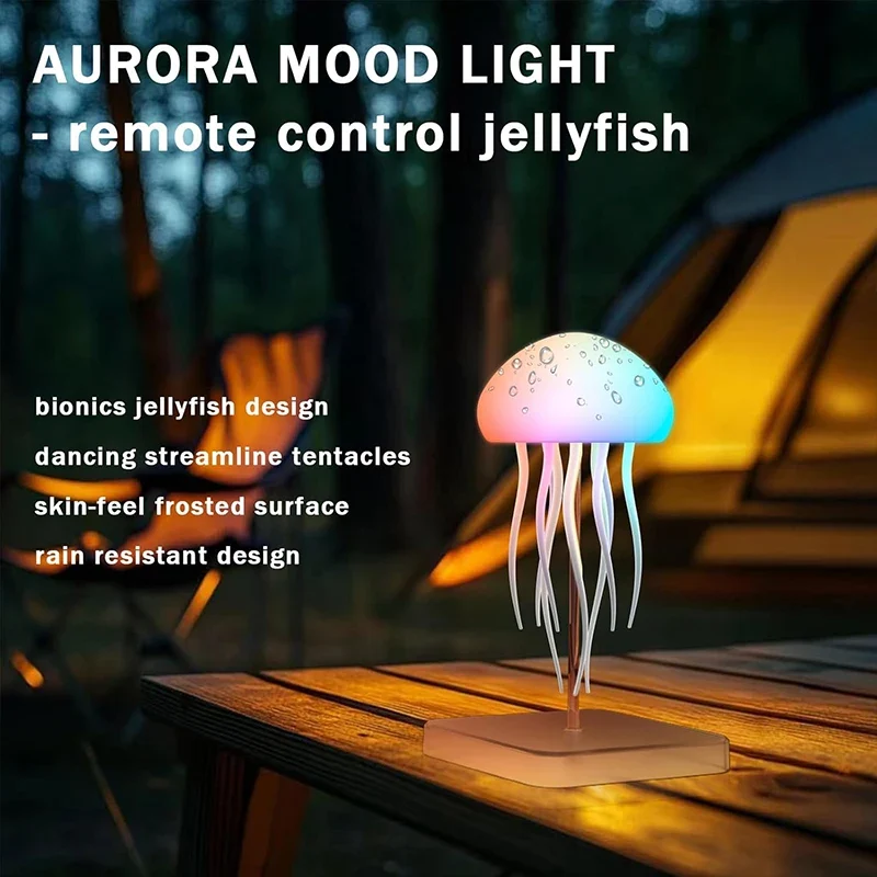 Lampe Méduse Joyeuse | Dégradé RVB, Rechargeable par USB