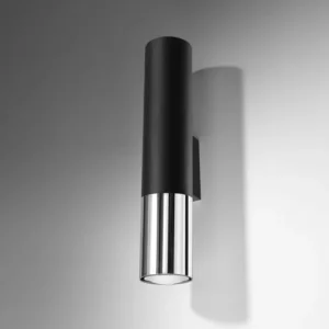 Lampe murale | Noir avec de l'argent à l'extérieur en dessous et au-dessus LED