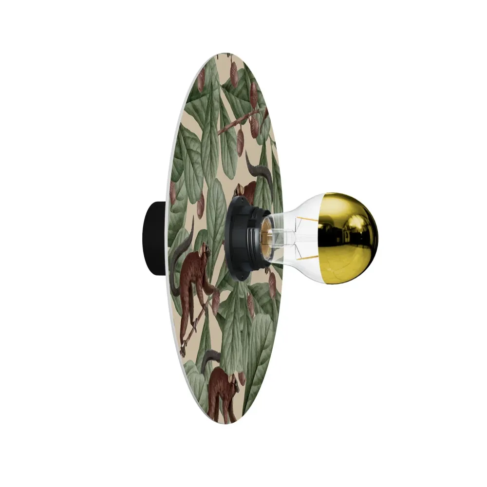 Lampe murale ou plafonnier avec abat-jour décoré d’animaux de la jungle « Wildlife Whispers » Lémuriens - Waterproof IP44