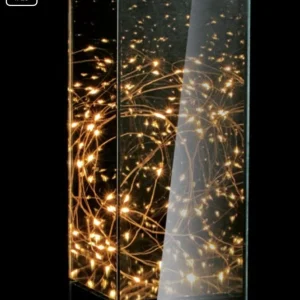 Lampe parallélépipède en verre 20l - Lumière chaude - 12 x 12 xh 30 cm