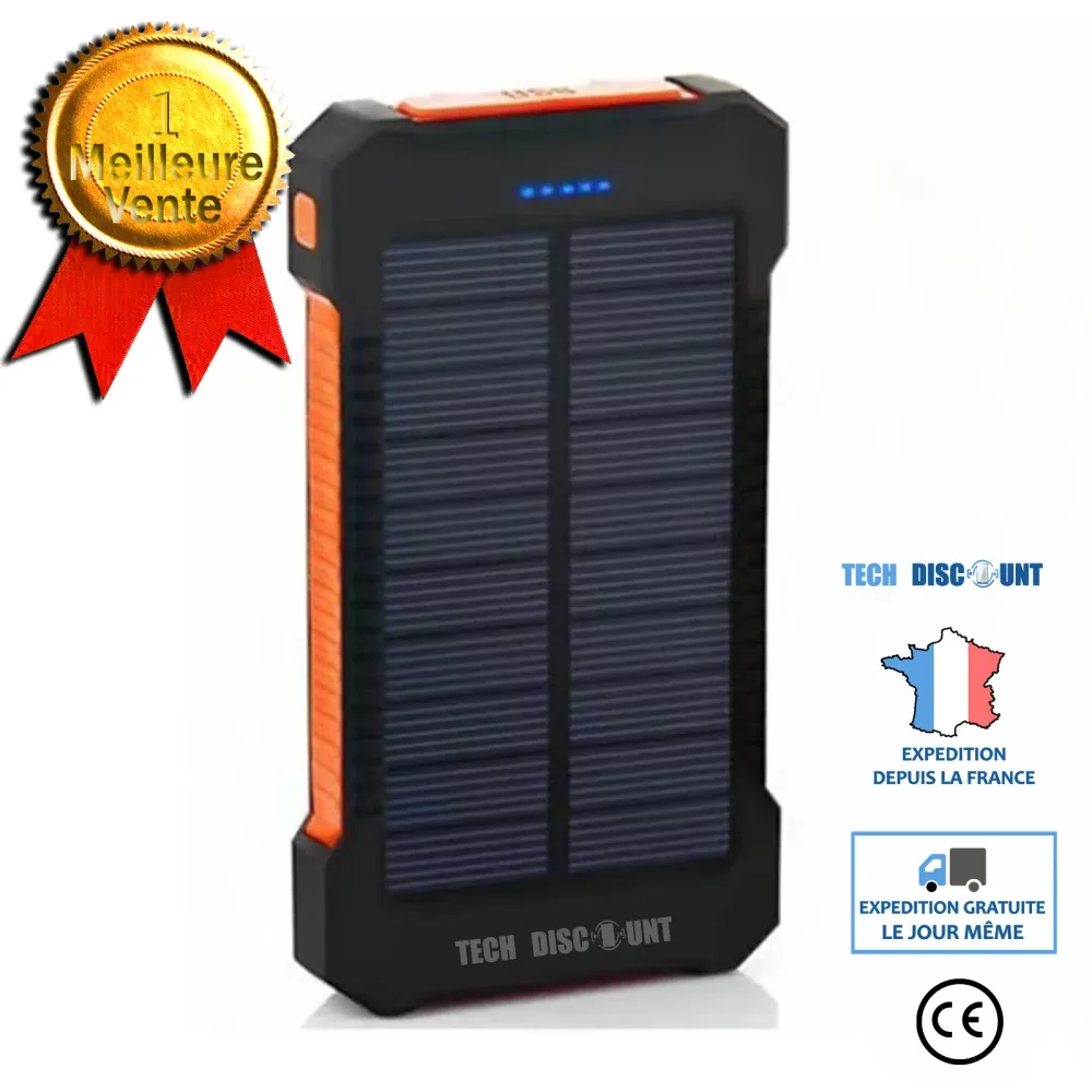TD® Lampe de poche Banque d'alimentation solaire Banque d'alimentation portable Protection multiple Courant correspondant...