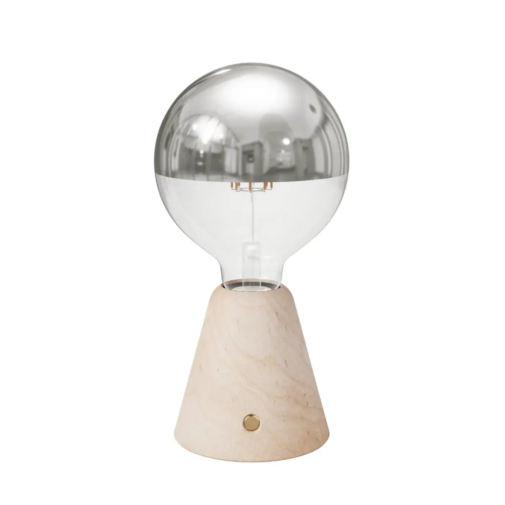 Lampe portable rechargeable Cabless01 avec ampoule globe demi-sphère argentée - Neutre