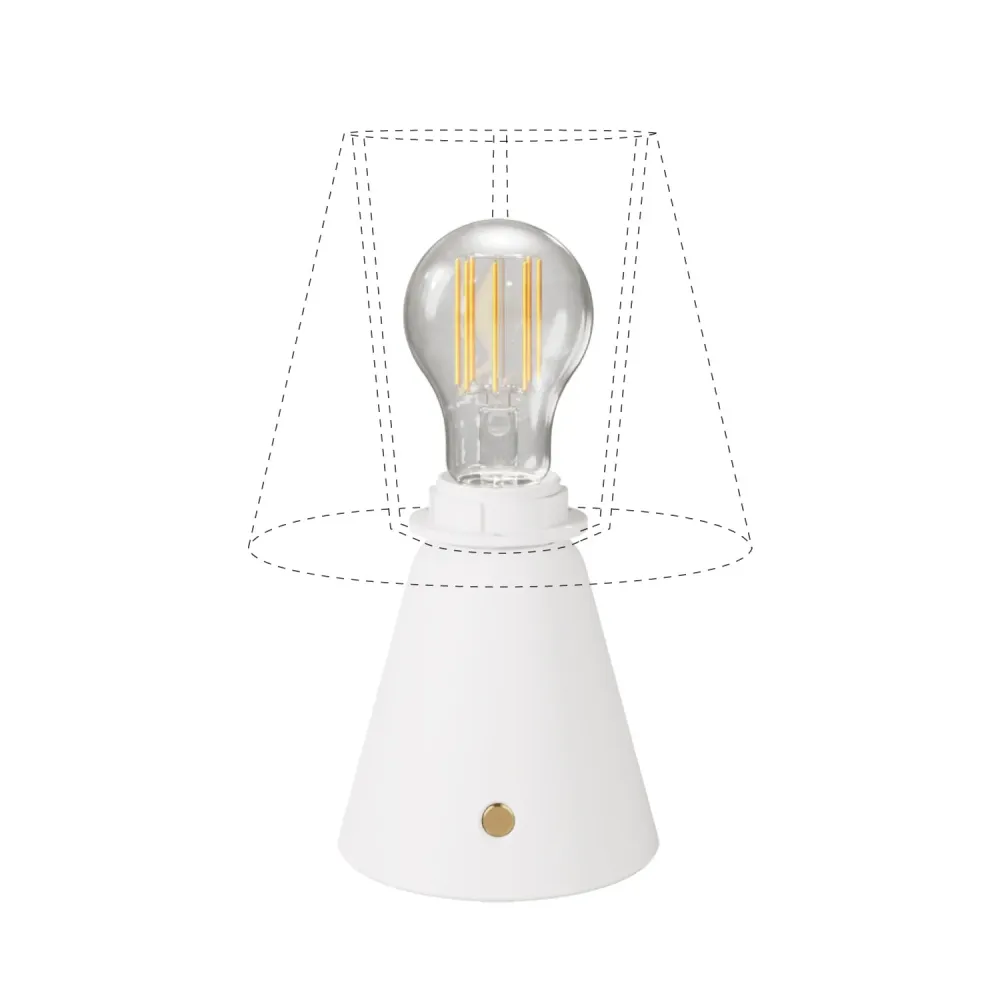 Lampe portable rechargeable Cabless11 avec ampoule goutte et prédisposition pour abat-jour - Blanc