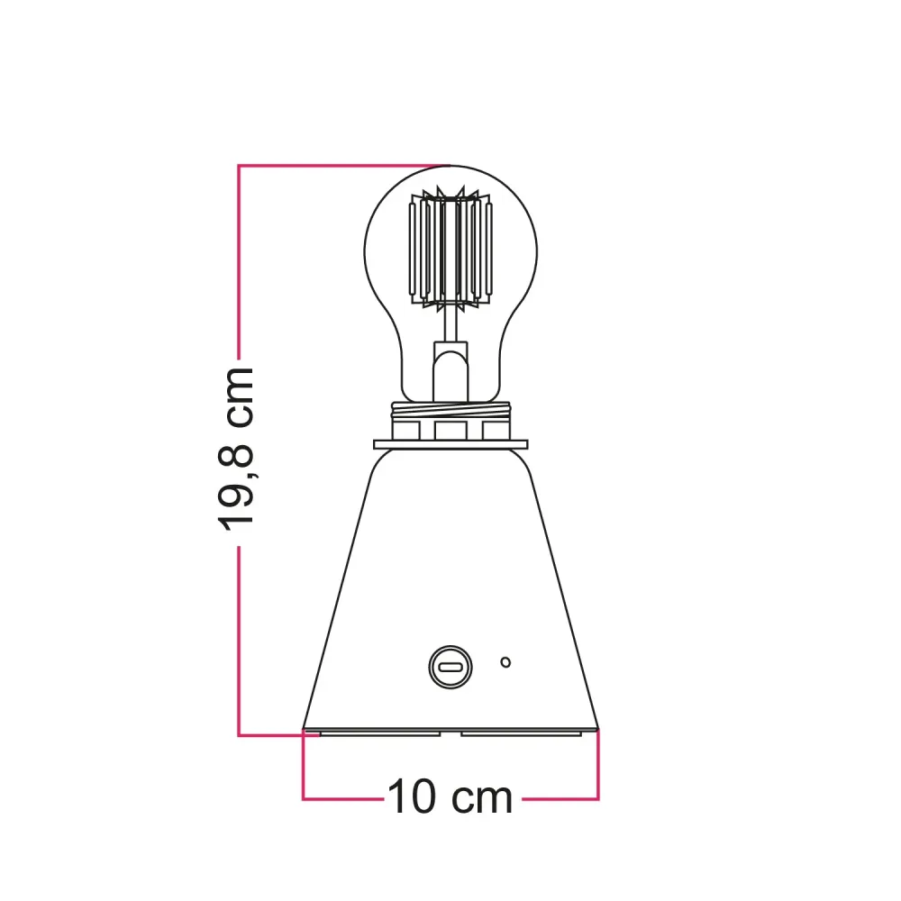 Lampe portable rechargeable Cabless11 avec ampoule goutte et prédisposition pour abat-jour - Blanc