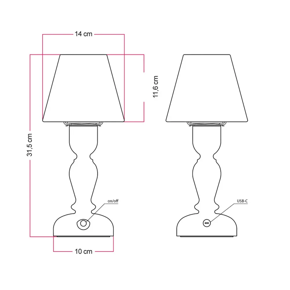 Lampe portable rechargeable Cabless14 avec ampoule goutte et abat-jour - Neutre