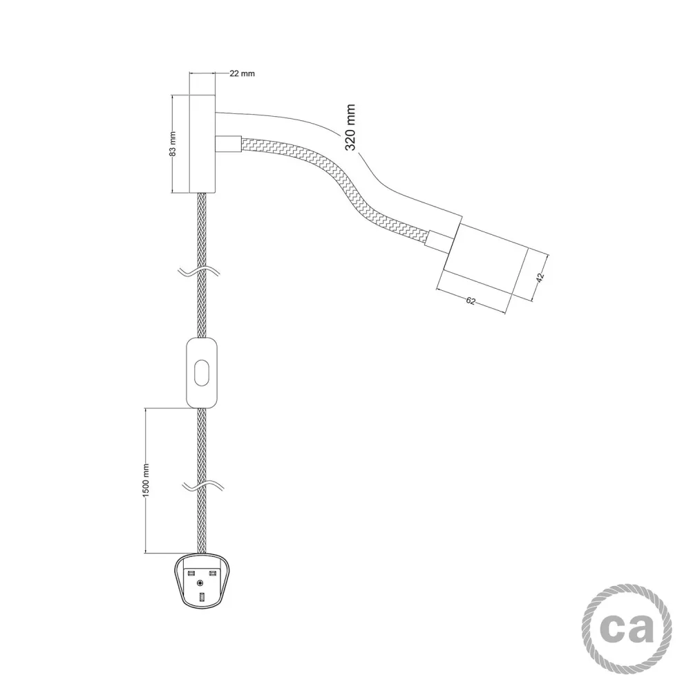 Lampe Spostaluce Flex 30 orientable avec spot GU1d0 et fiche UK - Bronze satiné