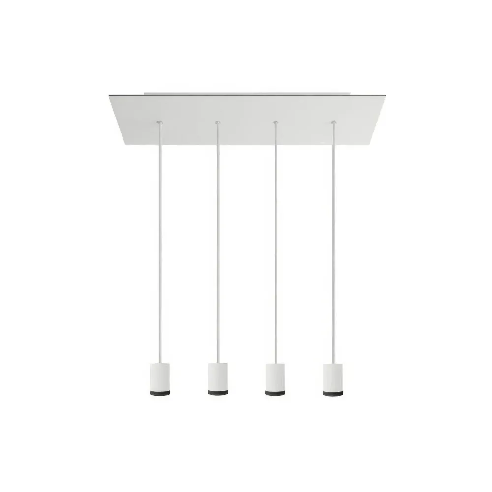 Lampe spot suspendue 4 descentes GU1d0 avec XXL Rose-One rectangulaire 675 mm - Blanc mat