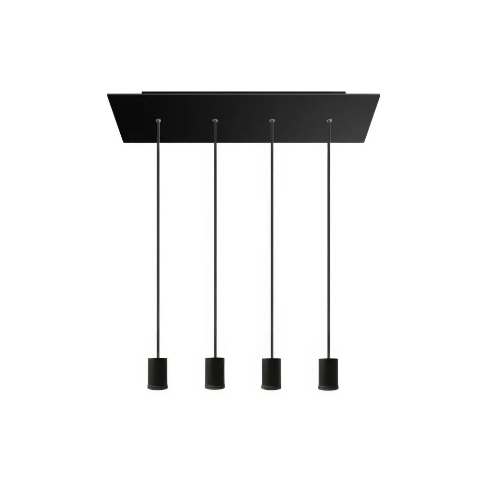 Lampe spot suspendue 4 descentes GU1d0 avec XXL Rose-One rectangulaire 675 mm - Noir