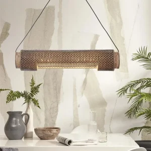 Lampe Suspendue "Bhoutan Cylindre 85cm, Bl/Nat." de Good & Mojo